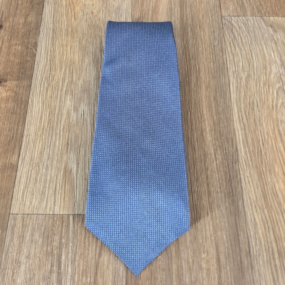 John Varvatos USA Luxe Blue Silk Micro Pattern Necktie Made in USA